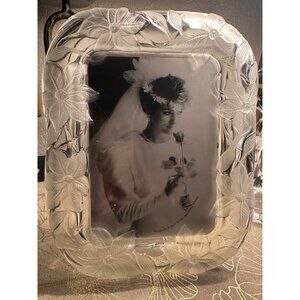 Vintage Mikasa Ornate Glam Lux Floral Wedding Crystal Glass Picture Photo Frame